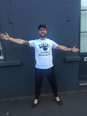 Matt wearing a Aniridia Network UK tshirt