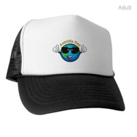 Baseball cap with Aniridia Day logo on white with black peak and sides