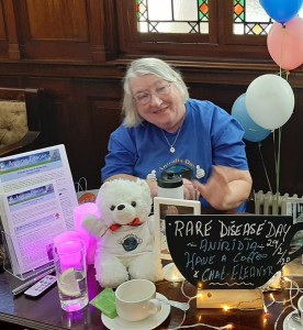 Eleanor with Aniridia Day merchandise