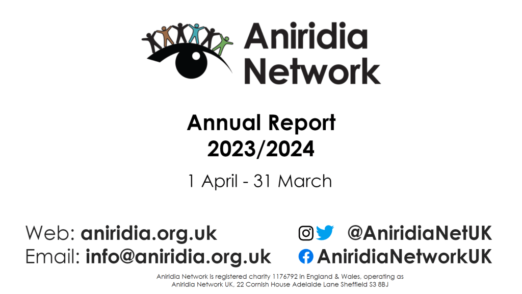 Aniridia Network Annual Report 2023/2024 title slide